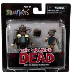 Discount 💯 The Walking Dead Minimates Series 1 Officer Rick Grimes & One-Armed Zombie Minifigure 2-Pack [Damaged Package] 🔥